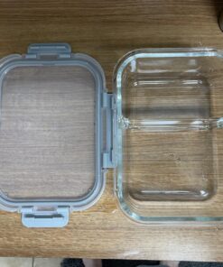 JoyJolt Divided Food Storage Containers with Lids Airtight. 5 Pack Glass Meal Prep Containers 2 Compartment Set Glass Bento Box. Reusable Food Containers, Portion Control Containers for Weight Loss Gray 61 71zhOOAU8xL