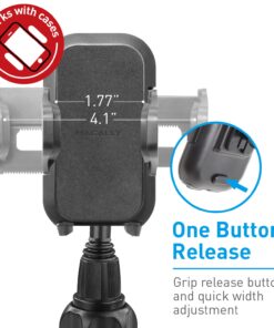 Macally Cup Phone Holder for Car Mount for Apple iPhone 11 Pro Max XS XS Max XR X 8 8+ 7 7 Plus 6s 6 5s SE, Samsung Galaxy S10 Plus S9 S8 Note, LG, Nexus, Google Pixel 3, Motorola, Smartphone (MCUP),Black 22 71zkkGAfL