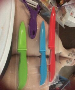 Vos Ceramic Knife Set 4 Pcs Ceramic Knives Set For Kitchen, Ceramic Kitchen Knives With Peeler, Ceramic Paring Knife 3", 4", 6", Inch Multi-Color Red, Blue, Green, Purple Multicolor 38 71zlq1IzeL