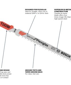 BOSCH T102BF 3-Piece 2-5/8 In. 13 TPI Clean for Plexiglas Bi-Metal Jig Saw Blades 12 71zmhsyuQxL