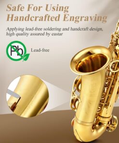 Eastar AS-Ⅱ Student Alto Saxophone E Flat Gold Lacquer Alto Beginner Sax Full Kit With Carrying Sax Case Mouthpiece Straps Reeds Stand Golden 24 71zqg qIldL