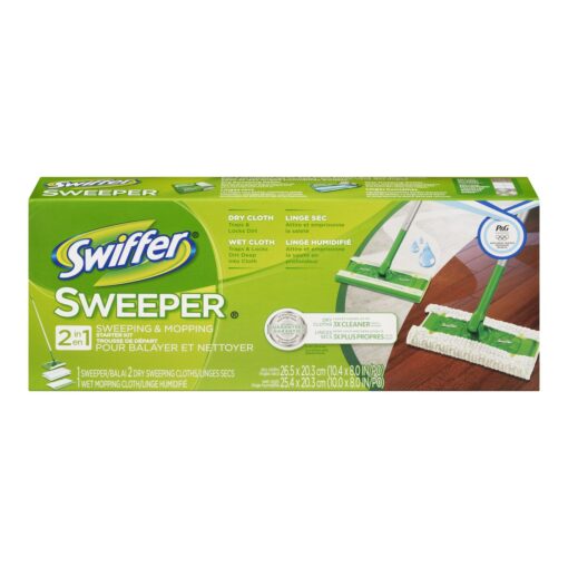 Swiffer Sweeper 2 In 1 Mop And Broom Floor Cleaner Starter Kit 4 Count (Pack of 1)