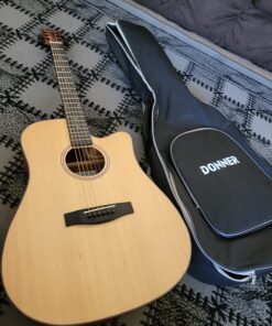 Donner Acoustic Guitar Kit for Beginner Adult Teen Full Size Cutaway Acustica Guitarra Starter Bundle Set with Bag Strap Tuner Capo Pickguard Pick, Right Hand 41 Inch Natural, DAG-1C/DAD-110C 50 71zt5Y3APSL
