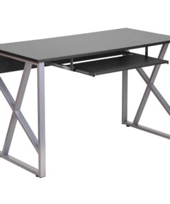 Flash Furniture Salvador Black Computer Desk with Pull-Out Keyboard Tray and Cross-Brace Frame 12 71ztS35sO4L