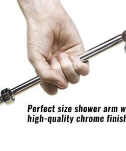 Adjustable Shower Arm Extension 10" Long - Stainless Steel Chrome Finish - The Only Arm Designed With a GEAR JOINT That Won't Slip! Our Long Shower Extender Pipe Can Hold A Rainfall Shower Head System 24 71zuQTBTrcL