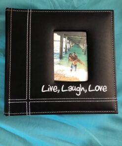 Pioneer Photo Albums Embroidered Live, Laugh, Love Black Sewn Leatherette Frame Cover Album for 4"x6" Prints 24 71zveKava1L