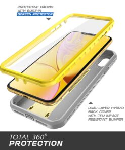 iPhone XR Case, SUPCASE Full-Body Rugged Holster Kickstand Case with Built-in Screen Protector for Apple iPhone XR 6.1 Inch (2018 Release), Unicorn Beetle Pro Series -Retail Package (Yellow) Yellow 9 71zvgYFAvWL