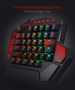 Redragon K585 DITI One-Handed RGB Mechanical Gaming Keyboard, 42 Keys Type-C Professional Gaming Keypad w/Upgraded Hot-Swappable Socket, 7 Onboard Macro Keys & Detachable Wrist Rest Blue Switch Black 33 71zySANHt1L
