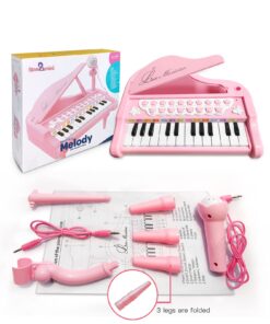 Love&Mini Piano Toy Keyboard for Kids Birthday Gift Age 1+ Pink 24 Keys Toddler Piano Music Toy Instruments with Microphone 24 Keys Pink 36 71zyn0mUbL