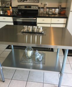 WATERJOY 48" x 30" Stainless Steel Table for Prep & Work Commercial Heavy Duty Kitchen Table with Adjustable Shelf and Wheels Installable(Without Wheel) 48" x 30" Without Wheel 46 71zyr2eOuAL 3