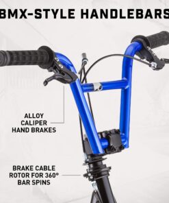 Alternative view of Mongoose Expo Youth Kick Scooter, Suggested for Riders with Ages 6 to 9 Years Old, Max. Weight of 175 lbs., Front and Rear Caliper Brakes, Rear Axle Pegs, 12-Inch Inflatable Wheels Black/Blue