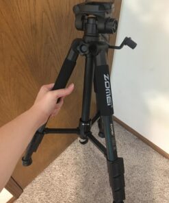 ZOMEI 65” Camera Tripod Compact Light Weight Travel Aluminum Camera/Phone Tripod for Canon Nikon with 2PC Quick Plates and Universal Phone Mount 11 lbs Load (Black) 77 71zzns5 IVL
