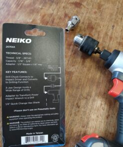 NEIKO 20754A 3/8” Drill Chuck Adapter | Chuck Drill for Impact Drivers with 1/4 Inch Quick Change Shank | Drill Converter Includes 1/2-Inch Adapter for Impact Guns | Hex to Chuck Drill Bit Adapter Hex to Chuck Adapter Keyed 32 81 2fWQUavL