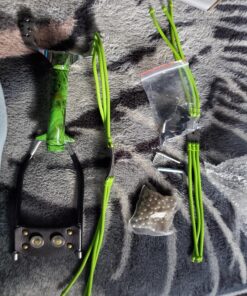 NOBONDO Strong Folding Slingshot - Powerful Adjustable Slingshot Rocket with Wrist Brace Hunting Survival Catapult with 2 Rubber Bands and 100 Ammo Balls Camouflage Green 23 81 2xqHJ1yL