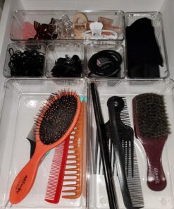 Vtopmart 25 PCS Clear Plastic Drawer Organizers Set, 4-Size Versatile Bathroom and Vanity Drawer Organizer Trays, Storage Bins for Makeup, Bedroom, Kitchen Gadgets Utensils and Office 46 81 37fTXmTL