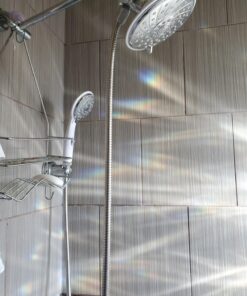 HotelSpa 30-Setting Ultra-Luxury 3 Way Rainfall Shower-Head/Handheld Shower Combo with Patented ON/OFF Pause Switch (Dual White/Chrome Finish) 5 ft Hose Chrome & White 35 81 3R7kam8L