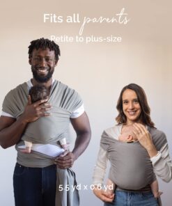 Boba Wrap Baby Carrier - Original Stretchy Infant Sling, Perfect for Newborn Babies and Children up to 35 lbs (Gray) Grey 25 81 3u84TNL
