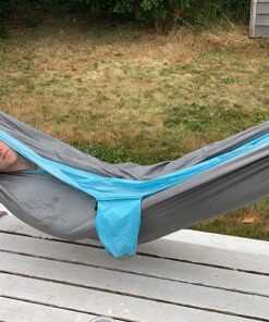 Kootek Camping Hammock Double & Single Portable Hammocks Camping Accessories for Outdoor, Indoor, Backpacking, Travel, Beach, Backyard, Patio, Hiking Grey & Sky Blue Large 45 81 3yE NoVL
