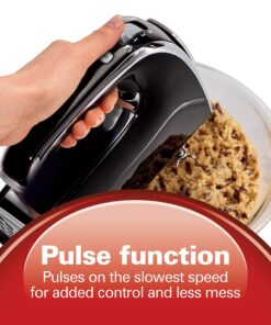 Hamilton Beach Electric Hand Mixer with Snap-On Case, Twisted Wire Beaters, Milkshake Rod, Dough Hook, Whisk, 6-Speed, Black 26 81 4MMbFfdL