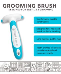 Paws & Pals Dog Brush - Gentle Soft Hair Rake Trimming Comb - Best for Shedding Dogs-Cats, Thick Long Short Haired Pet, Coat Grooming & Cat Hair Fur Removal - Self Cleaning - Deshedding Supplies 30 81 56Nr0viL