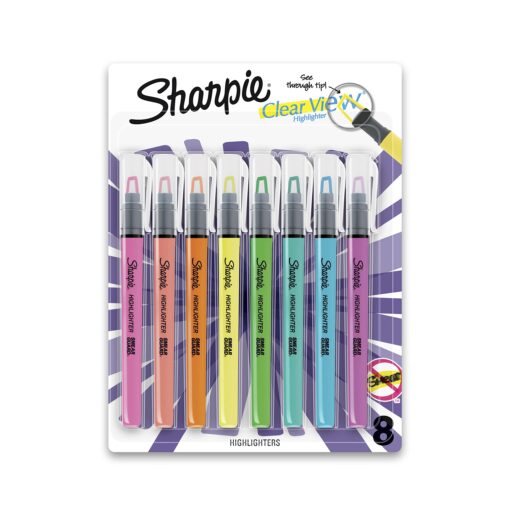 SHARPIE Highlighter, Clear View Highlighter with See-Through Chisel Tip, Stick Highlighter, Assorted, 8 Count 8 Count (Pack of 1)