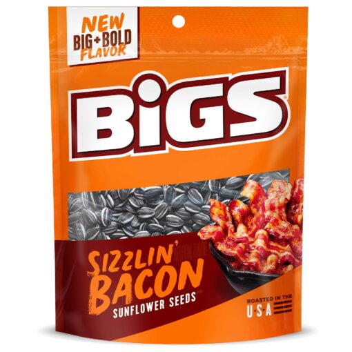 BIGS Sizzlin' Bacon Sunflower Seeds, Keto Friendly Snack,5.35-oz. Bag (Pack of 12)