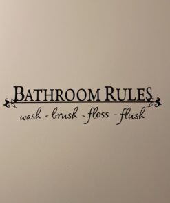 Black 5.5" x 22" Bathroom Rules Wash Brush Floss Flush Quote Saying Wall Sticker Home Decal Decor for Bathroom 5.5" x 22" Black 21 81 CchvAvGL