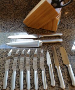 KitchenAid KKFSS14BO 14 Piece Classic Forged Series Brushed Stainless Steel Cutlery Set, Bamboo Wood 14 PC Classic Forged Cutlery Set 48 81 CfC47olL