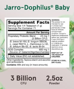 Jarrow Formulas Baby’s Jarro-Dophilus + GOS Supplement - 3 Billion CFU Per Serving - Multi-Strain Infant Probiotics Formula - Supports Intestinal Health - 2.5 oz Powder 71 Servings (Pack of 1) 13 81 Cxnrp9WL