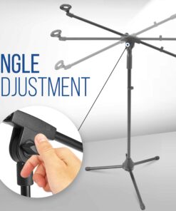 Pyle Foldable Tripod Microphone Stand - Universal Mic Mount and Height Adjustable from 37.5'' to 65.0'' Inch High w/ Extending Telescoping Boom Arm Up to 28.0'' - Knob Tension Lock Mechanism PMKS3 17 81 EDaxodmL