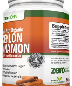 NutriONN Organic Ceylon Cinnamon - 1200mg - 120 Capsules - True Cinnamon - Powerful Antioxidant - Supports Immune Health & Heart Health - Joint & Bone Health Support 12 81 ESW6d0jL