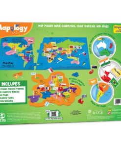 Imagimake Mapology World Map Puzzle - Includes Country Flags & Capitals | Educational Toys for Kids 5-7 | Fun Jigsaw Puzzle for Girls & Boys Toy Age 6-8 | Games for Kids 8-12 for Kids World with Capitals 37 81 G4PckxxL