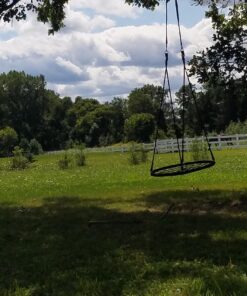 SUPER DEAL 40'' Spider Web Tree Swing Round Net Swing Platform Rope Swing Set for Kids Adult, 71" Detachable Nylon Rope with Swivel for Outdoor Backyard, Max 660 Lbs Extra Safe Steel Frame, Black 40 inch 47 81 GDwrpQVL