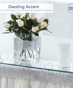 Royal Imports Diamond Sparkling Rhinestone Bling Wrap Ribbon Bulk DIY Roll - Event Decorations, Wedding Cake, Bridal/Baby Shower, Birthday, Arts & Crafts, Party Decorations - 30 Ft - 1 Roll - Silver 1 Roll (24-Rows) 41 81 L3sunb2L 2