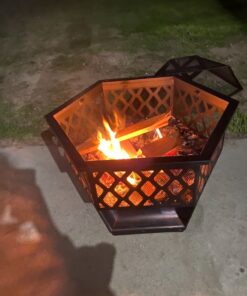 Best Choice Products Hex-Shaped 24in Steel Fire Pit, Black Metal Wood Burning Firepit, Portable Hexagon Fire Bowl for Outside, Patio, Backyard w/Flame-Retardant Mesh Lid 32 81 LDzYa0RL