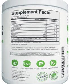 Keto Collagen Protein Powder with MCT Oil – Keto and Paleo Friendly Grass Fed and Pasture Raised Hydrolyzed Collagen Peptides – Fits Low Carb Diet and Keto Snacks – KEYTO Chocolate Flavor 24 81 MPJAFi5L