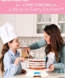 Alternative view of Foreversmooth Cake Turntable Stand- W/Break Smoother Rotating Frosting Decorating Supplies Kit W/Offset Spatula Set, Icing Bench Scraper, Cake Boards. 12 Inch White Spinner Baking Accessories Tools 12inch ForeverSmooth Blue Locking Brake