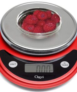 Ozeri Pronto Digital Multifunction Kitchen and Food Scale, Black on Red 24 81 P68C0aXL