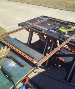 Worx Pegasus 2-in-1 Folding Work Table & Sawhorse, Easy Setup Portable Workbench, 31" W x 25" D x 32" H Lightweight Worktable with Heavy-Duty Load Capacity, WX051 - Includes 2 Clamps & 4 Clamp Dogs Worx Pegasus Work Table 53 81 SLHg6VbL