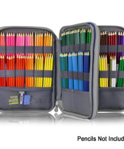 Alternative view of YOUSHARES 192 Slots Colored Pencil Case, Large Capacity Pencil Holder Pen Organizer Bag with Zipper for Prismacolor Watercolor Coloring Pencils, Gel Pens & Markers Artist (Blue) blue