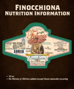 Fortuna's Finocchiona Dry Salami - Nitrate-Free Artisanal Charcuterie with Natural Fennel - Gluten-Free and Ideal for Keto Diets - Delicious Flavor and Texture for Snacking or Cooking, 2 Sticks, 10oz each 11 81 TccL53kL