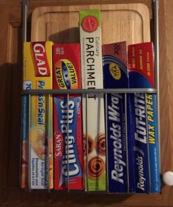 Spectrum Diversified Ashley Cookie Sheet Organizer, Cutting Board Holder, Bakeware Organizer, Over the Cabinet Door, Satin Nickel Large Over The Cabinet Cutting Board & Bakeware Holder 37 81 VQxISviL