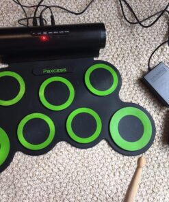 PAXCESS Electronic Drum Set, Roll Up Drum Practice Pad Midi Drum Kit with Headphone Jack Built-in Speaker Drum Pedals Drum Sticks 10 Hours Playtime,Great Holiday Birthday Gift for Kids green 49 81 VTnc UAL