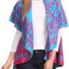 Sakkas Balie Reversable Printed Mid Weight Warm Poncho Throw Shawl/Cardigan One Size Turq / Rose 41 81 W5tUrKeL