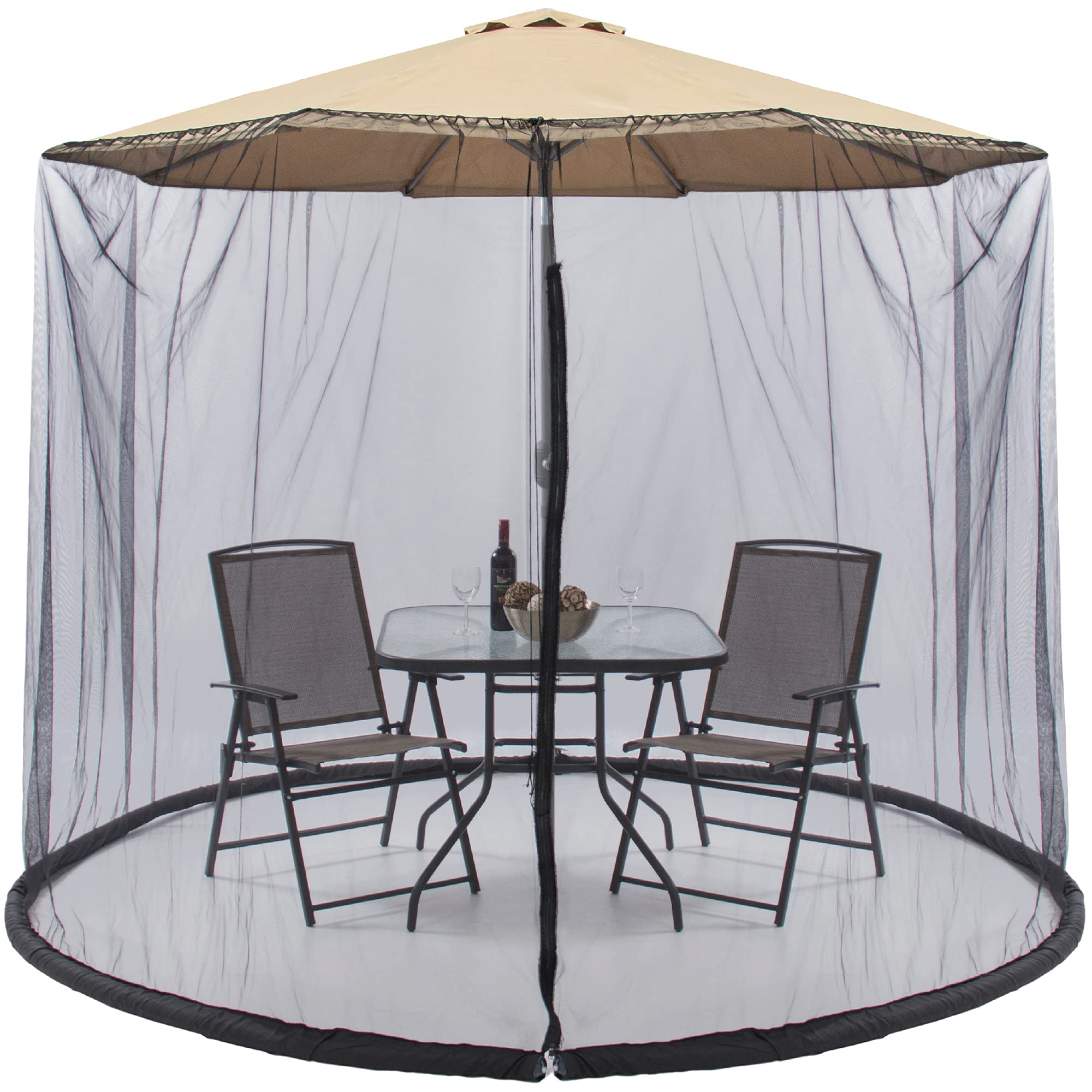 Best Choice Products 9ft Adjustable Mosquito Net for Umbrellas 7.5-11ft, Bug Screen Patio Umbrella Accessory for Outdoor Market Offset Cantilever w/Polyester Mesh Net, Zipper Door, Fillable Base 1 Best Choice Products 9ft Adjustable Mosquito Net for Umbrellas 7.5-11ft, Bug Screen Patio Umbrella Accessory for Outdoor Market Offset Cantilever w/Polyester Mesh Net, Zipper Door, Fillable Base