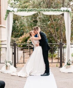 HEALON White Wedding Aisle Runner (100 Feet x 3 Feet) — Includes Pull String for Indoor or Outdoor Weddings, Prom and Parties (Wave) Wave 100ft*3ft 42 81 Wp5ejByL