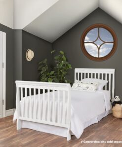 Dream On Me Aden 4-in-1 Convertible Mini Crib In White, Greenguard Gold Certified, Non-Toxic Finish, New Zealand Pinewood, With 3 Mattress Height Settings 25 81 a8ZAgTnL