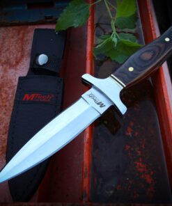 MTech USA – Fixed Blade Knife – Satin Finish Stainless Steel Blade, Brown Wood Handle with Stainless Steel Bolster, Includes Nylon Sheath - Hunting, Camping, Survival, Tactical – MT-20-03 31 81 aTxEBhyL