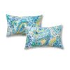 Greendale Home Fashions Rectangle Outdoor Accent Pillows in Painted Paisley (Set of 2), Baltic 63 81 b51xftyL