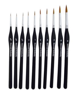 Alternative view of Best Professional Siberian Kolinsky Sable Detail Paint Brush, Value Set of 10, Miniature Brushes Will Keep a Fine Point and Spring, for Watercolor, Oil, Acrylic, Nail Art & Models